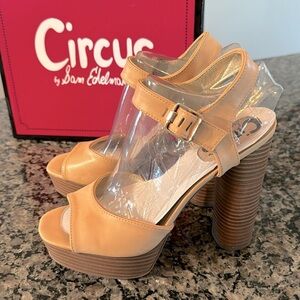 Sam Edelman Cosmo Naked open toe wood stacked heel NIB 8.5